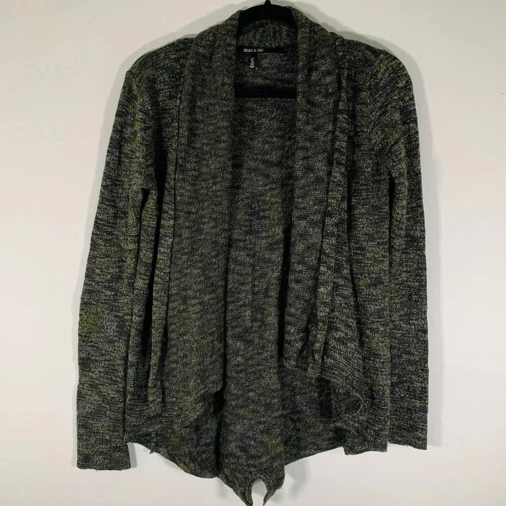 Mac & Jac Cardigan Women’s Small Green Open Front Knit Sweater Cardigan